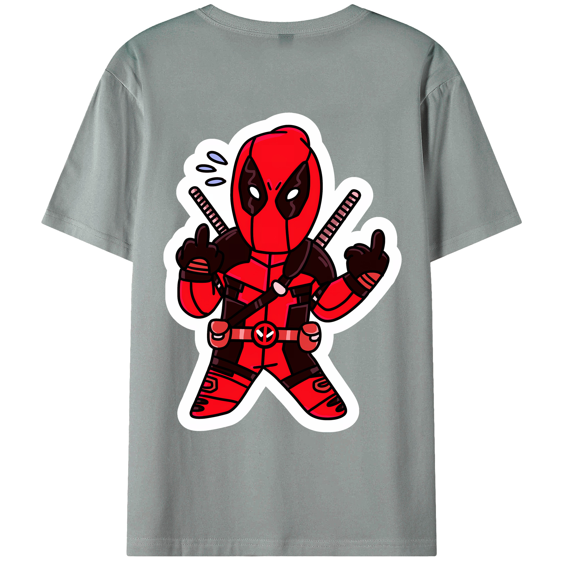 （画像用） Deadpool デッドプール 綿100％ メンズ半袖Tシャツ（バックプリント） 通気性